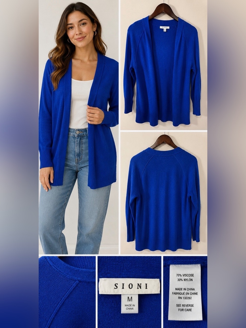 Blue Open-Front Women’s Cardigan Sweater